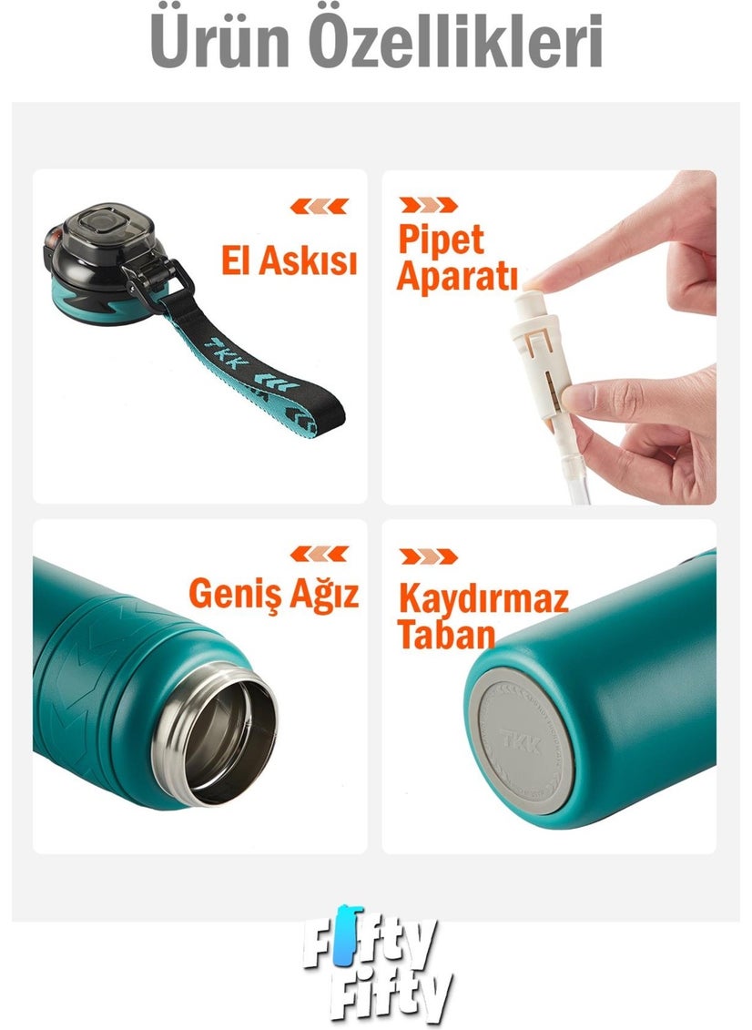Tkk 900 ml Steel Thermos Dual Use with Straw/Comfortable Drinking -12/24 Hot-Cold- Insulation -TKK2025900ML