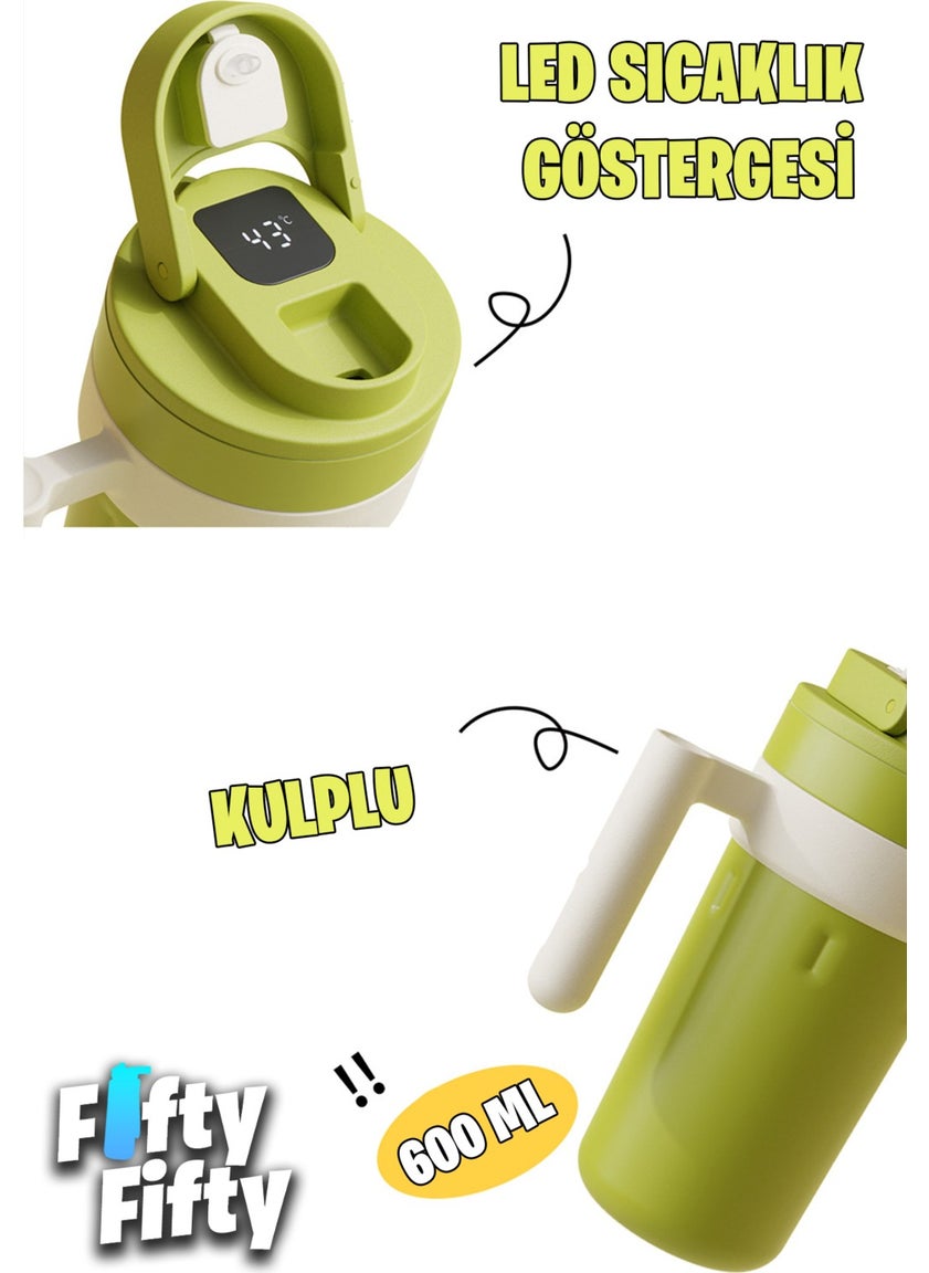 600 ml LED Temperature Indicator Smart Steel Thermos with Handle -Coffee CUP-MUG-FFVGN2009