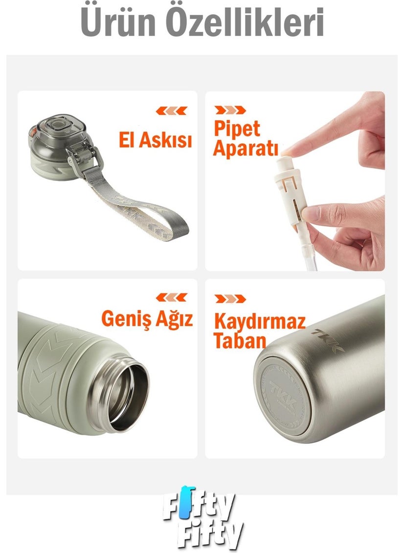 Tkk 900 ml Steel Thermos Dual Use with Straw/Comfortable Drinking -12/24 Hot-Cold- Insulation -TKK2025900ML