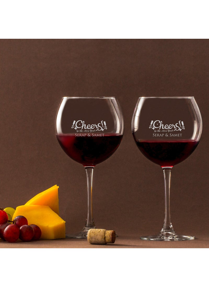 Gift Basket Personalized Christmas Design Piedmont Wine Glass Set