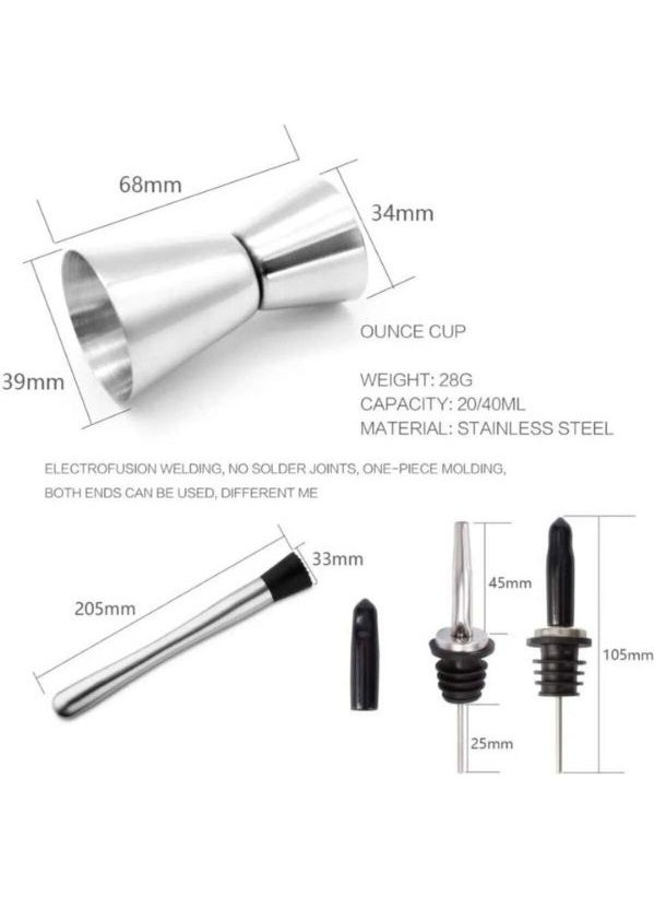 9 Piece Cocktail Set with Stand Advantageous Package Stainless Steel
