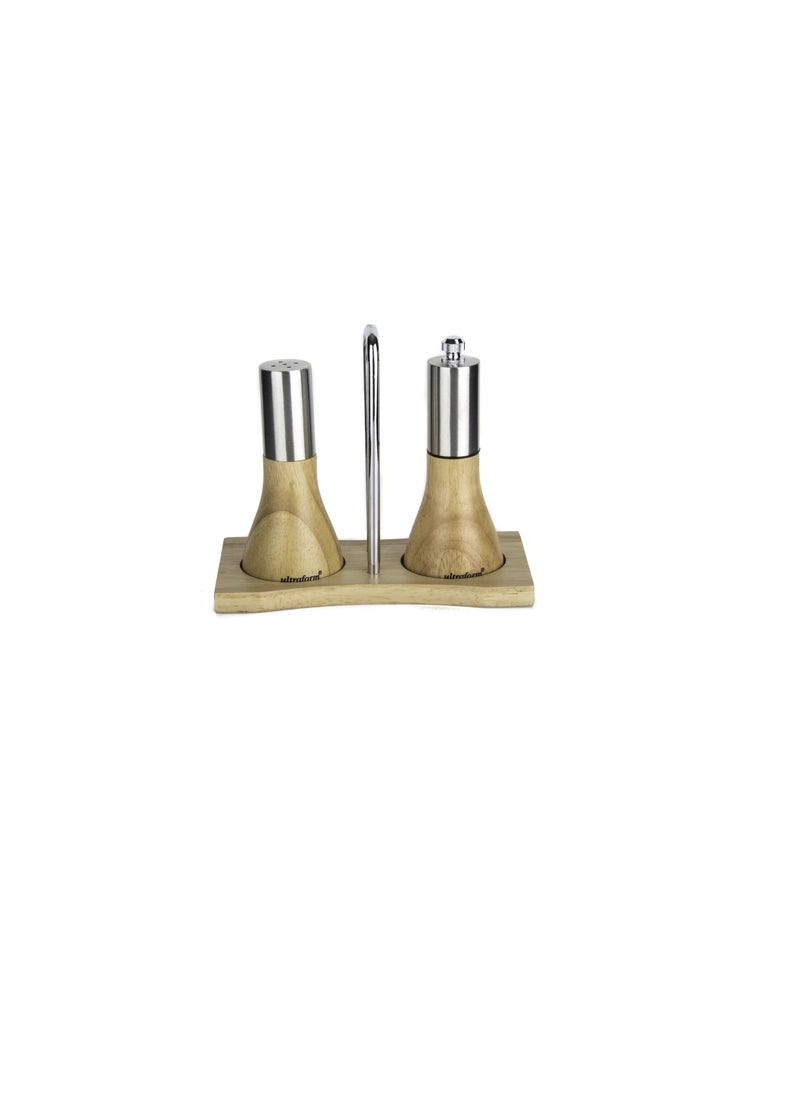 Wooden Stand Salt and Pepper Shakers 12 Cm