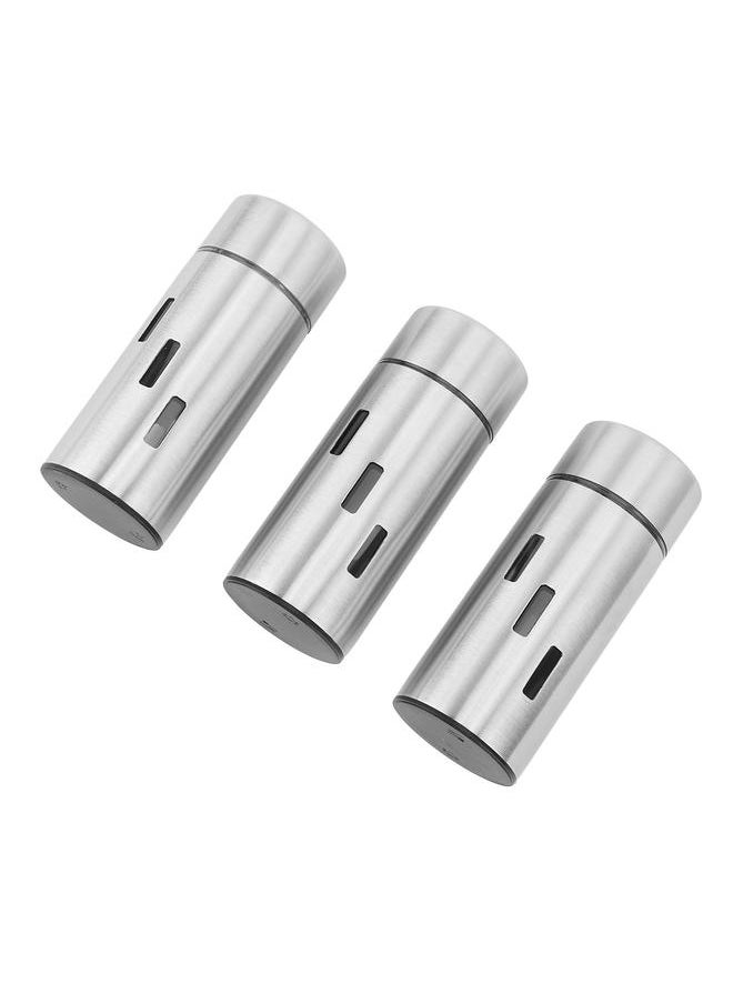 3Pcs Salt and Pepper Shakers Set Stainless Steel 3 Sizes Hole Spice Dispenser Seasoning Container Bottle for Kitchen Outdoor