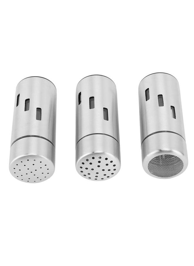 3Pcs Salt and Pepper Shakers Set Stainless Steel 3 Sizes Hole Spice Dispenser Seasoning Container Bottle for Kitchen Outdoor