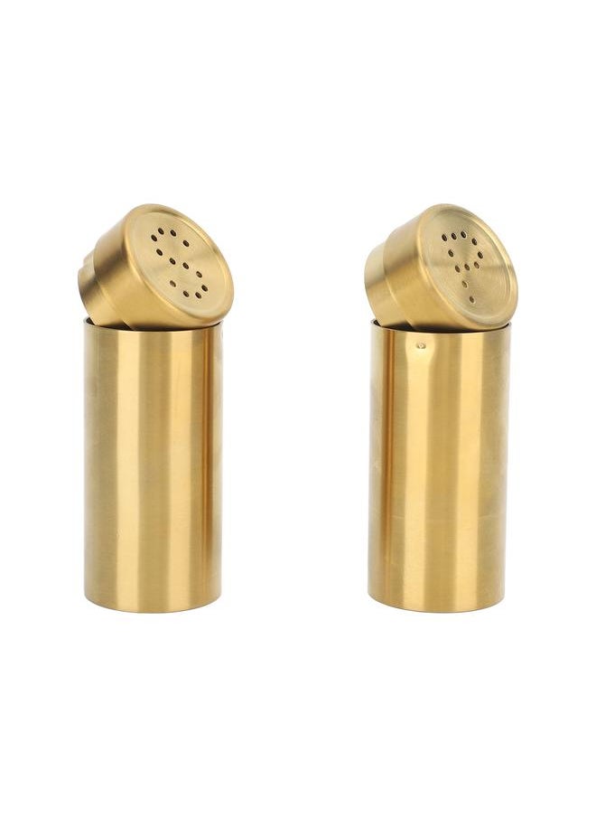 2pcs Salt Pepper Seasoning Bottle Professional 304 Stainless Steel Seasoning Bottle for Kitchen Camping Outdoor Barbecue Gold