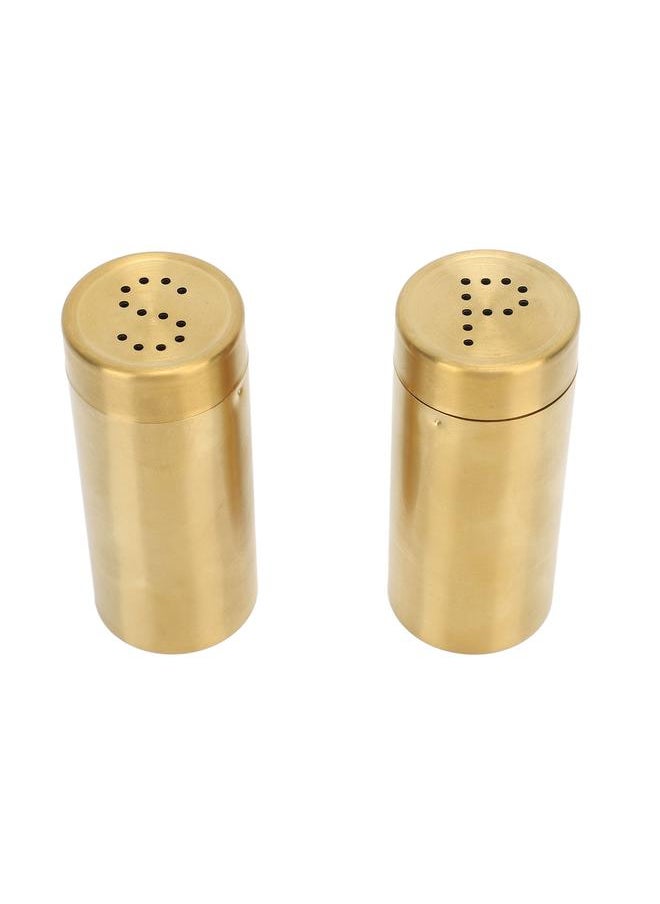 2pcs Salt Pepper Seasoning Bottle Professional 304 Stainless Steel Seasoning Bottle for Kitchen Camping Outdoor Barbecue Gold