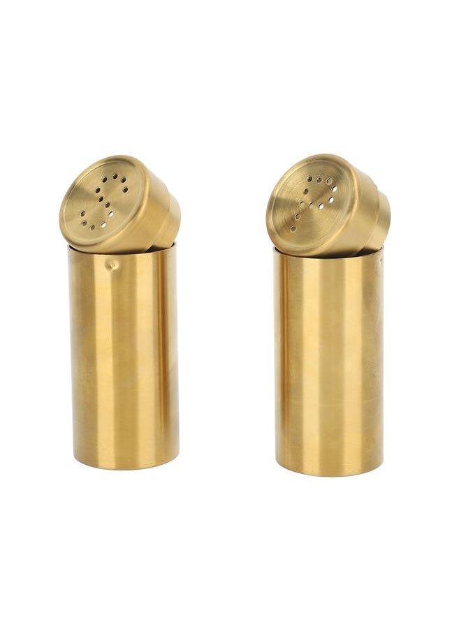 2pcs Salt Pepper Seasoning Bottle Professional 304 Stainless Steel Seasoning Bottle for Kitchen Camping Outdoor Barbecue Gold
