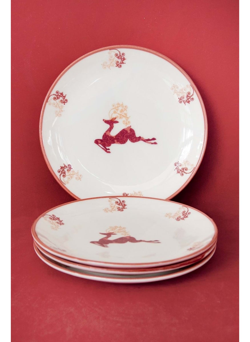 Bursa Porcelain Decoration Reindeer 4 Piece Porcelain Cake Plate
