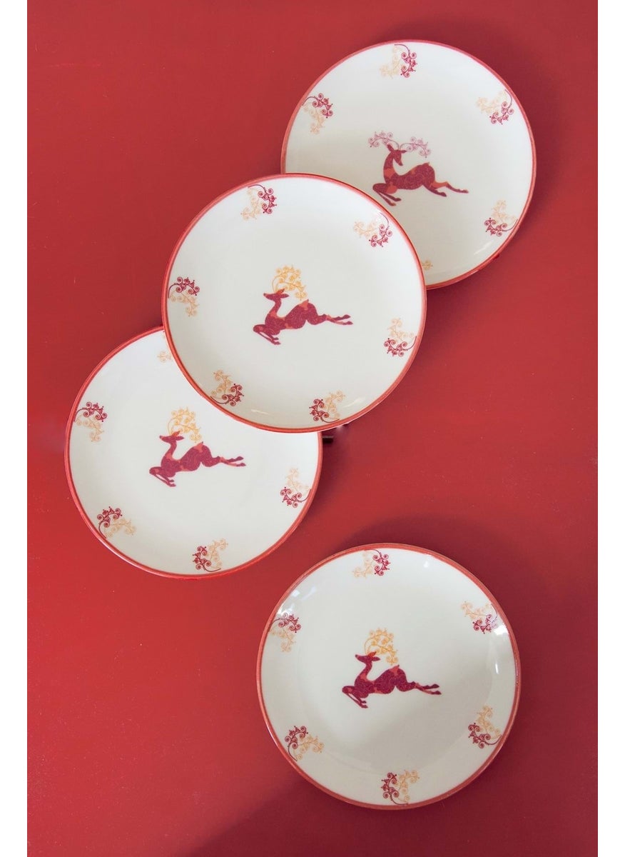 Bursa Porcelain Decoration Reindeer 4 Piece Porcelain Cake Plate