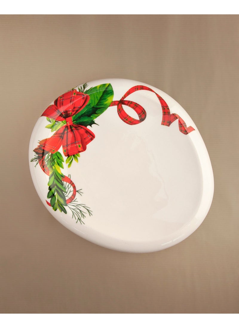 Bursa Porcelain Decor Red Bow Porcelain Plate