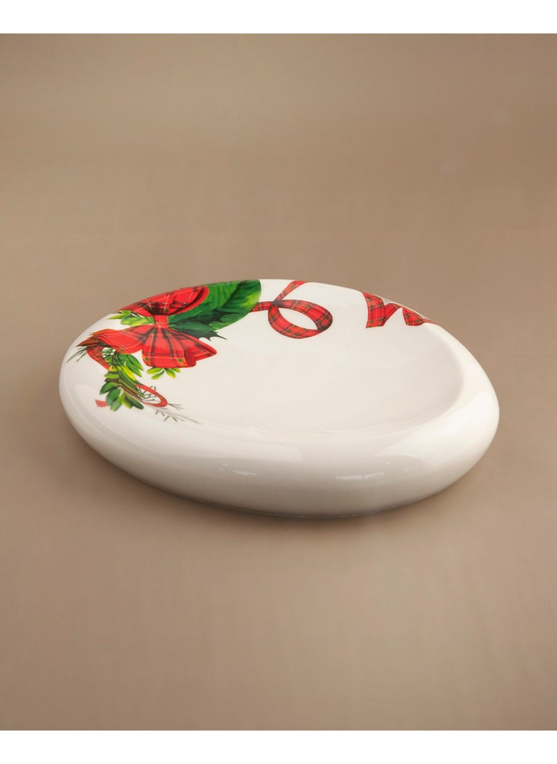 Bursa Porcelain Decor Red Bow Porcelain Plate