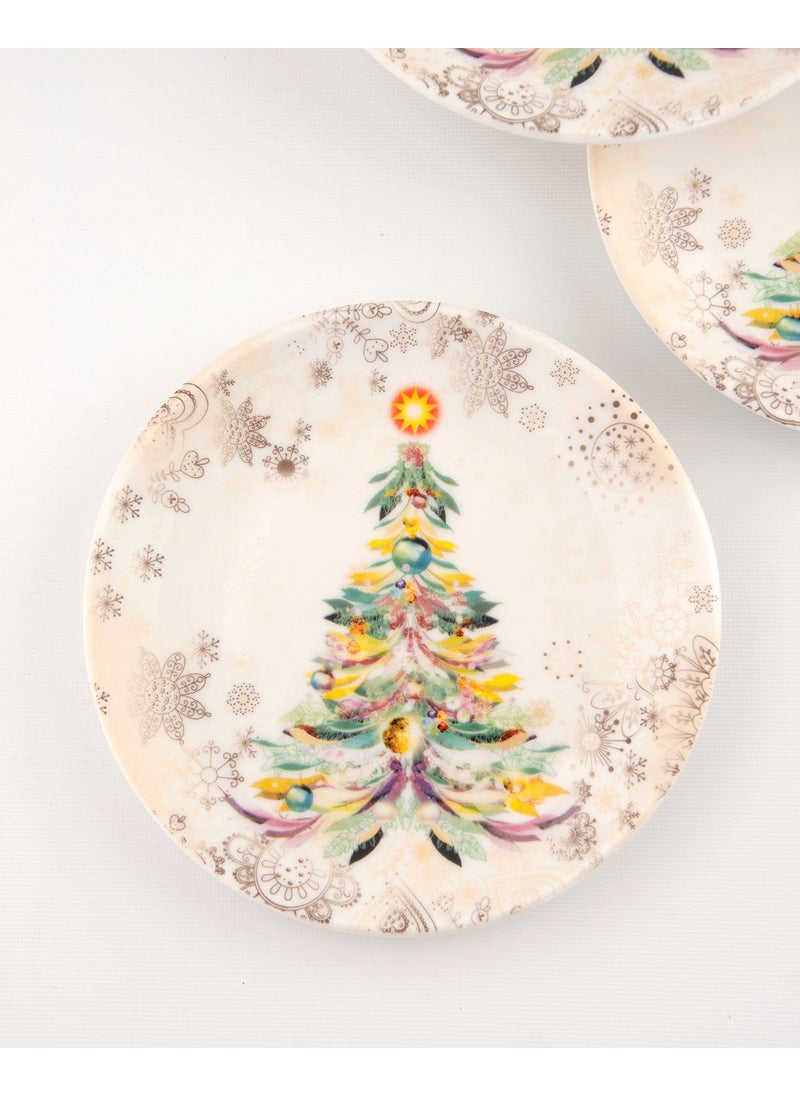 Bursa Porcelain Decoration Christmas Tree Gold 4 Piece Cookie Plate
