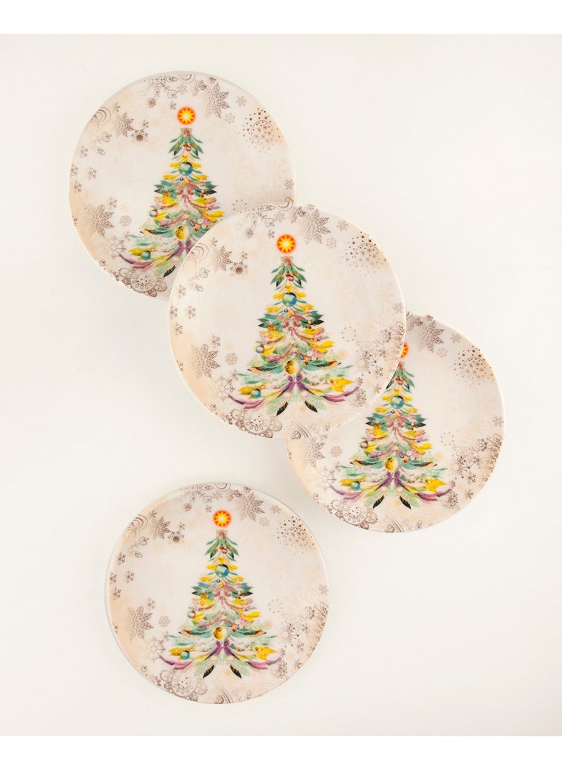 Bursa Porcelain Decoration Christmas Tree Gold 4 Piece Cookie Plate