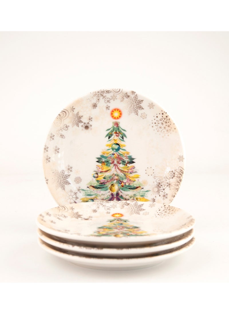 Bursa Porcelain Decoration Christmas Tree Gold 4 Piece Cookie Plate