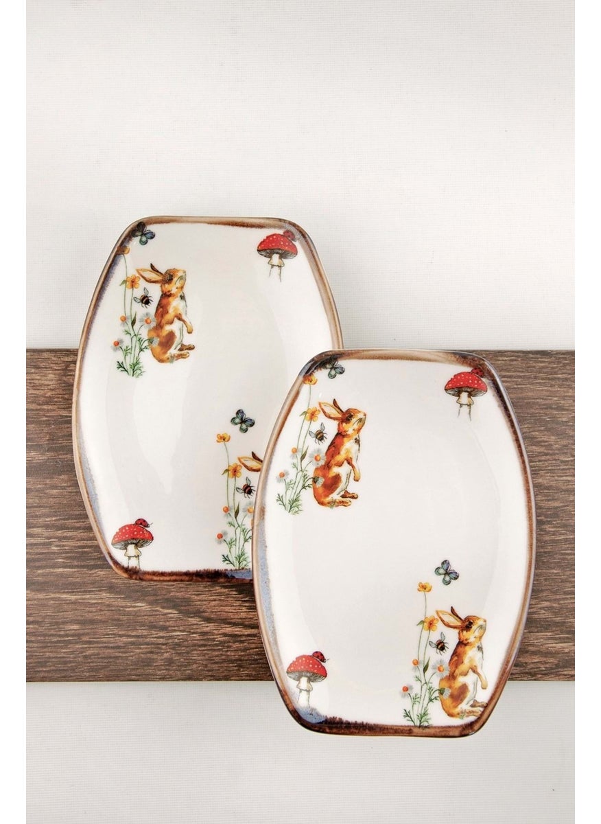Bursa Porcelain Decor Rabbit 2 Piece Porcelain Plate