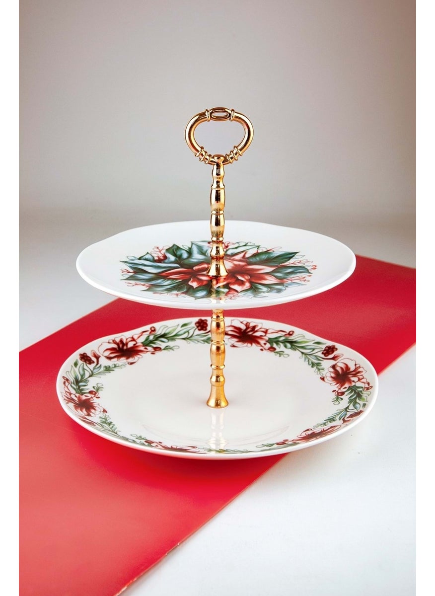 Bursa Porcelain Decor Winterberry Porcelain Two-Storey Cookie Stand