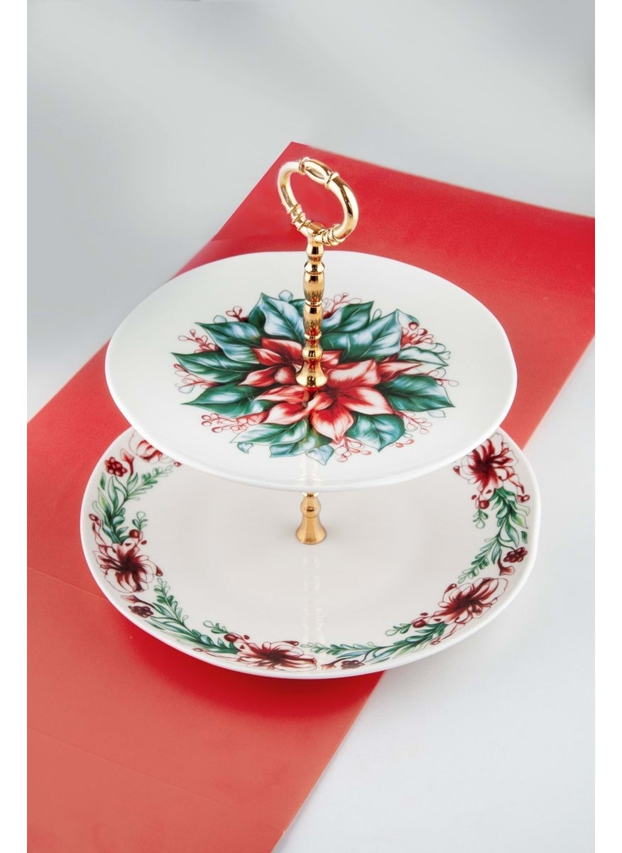 Bursa Porcelain Decor Winterberry Porcelain Two-Storey Cookie Stand