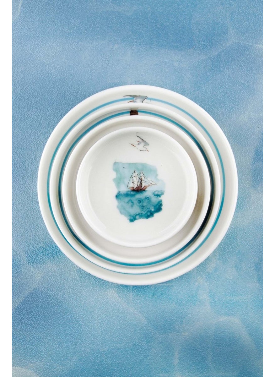 Bursa Porcelain Decor Seaside 4 Size Porcelain Plate Set