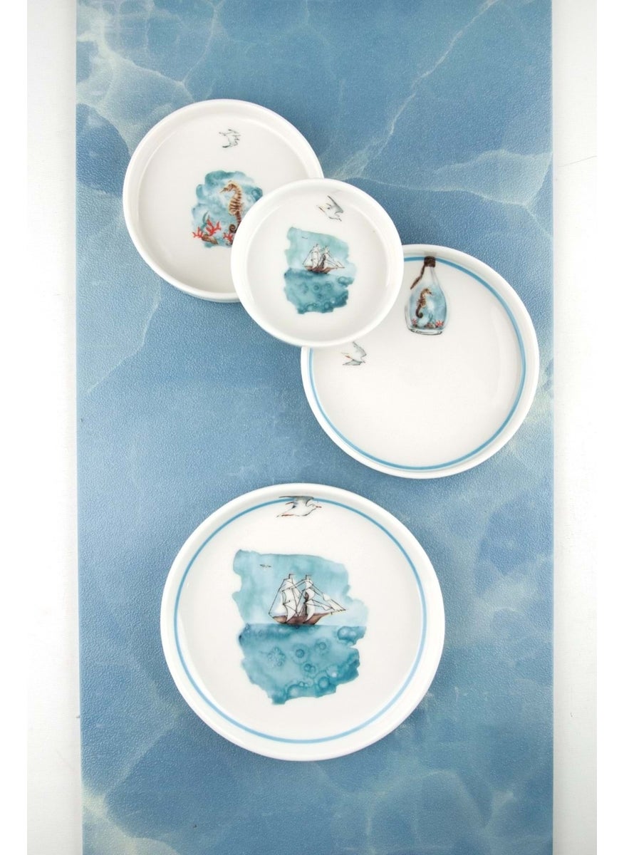 Bursa Porcelain Decor Seaside 4 Size Porcelain Plate Set