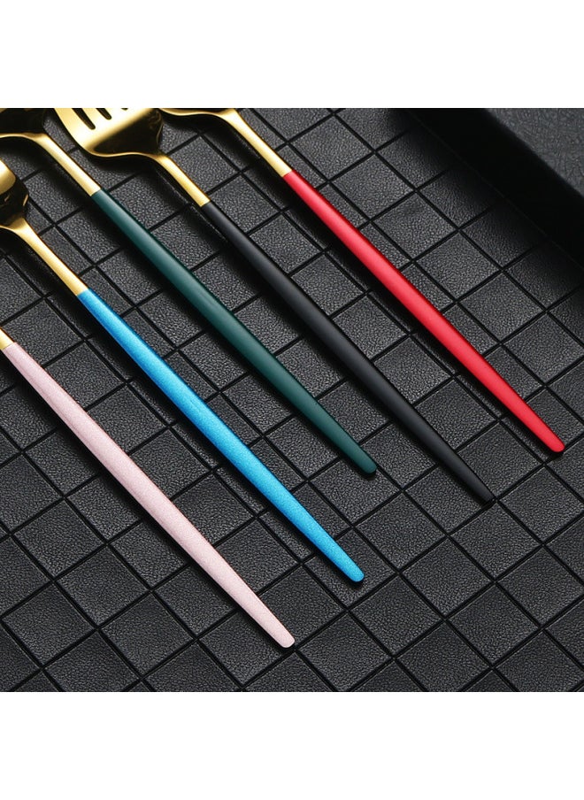 Stainless Steel Portable Portuguese Western Tableware Titanium-plated Gold Gift Logo Fork Spoon Chopsticks Three-piece Set-Specifications:Portuguese Pink Gold-three-piece Set