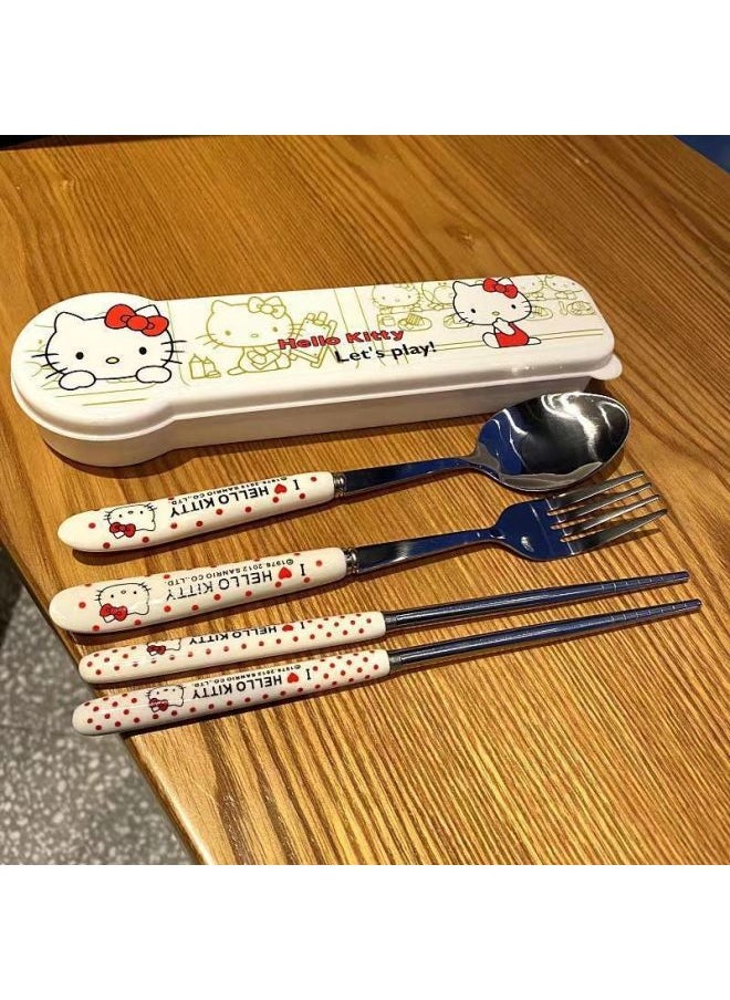 Cute Cartoon Chopsticks Spoon Fork Set Student Portable Office Workers Travel With Meals Out Tableware Water Throw-Specifications:INS Crayon Spoon + Chopsticks ]