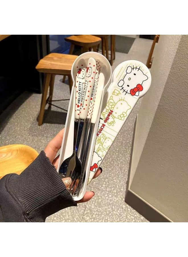 Cute Cartoon Chopsticks Spoon Fork Set Student Portable Office Workers Travel With Meals Out Tableware Water Throw-Specifications:INS Crayon Spoon + Chopsticks ]
