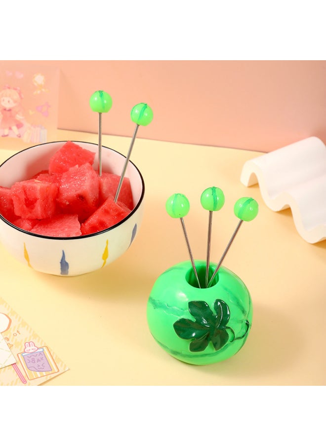 Household Home Creative Love Fruit Fork Fruit Sign Western Restaurant Cute Food Fruit Fork Gift Stainless Steel-Color:Watermelon Fruit Fork 10 Fork