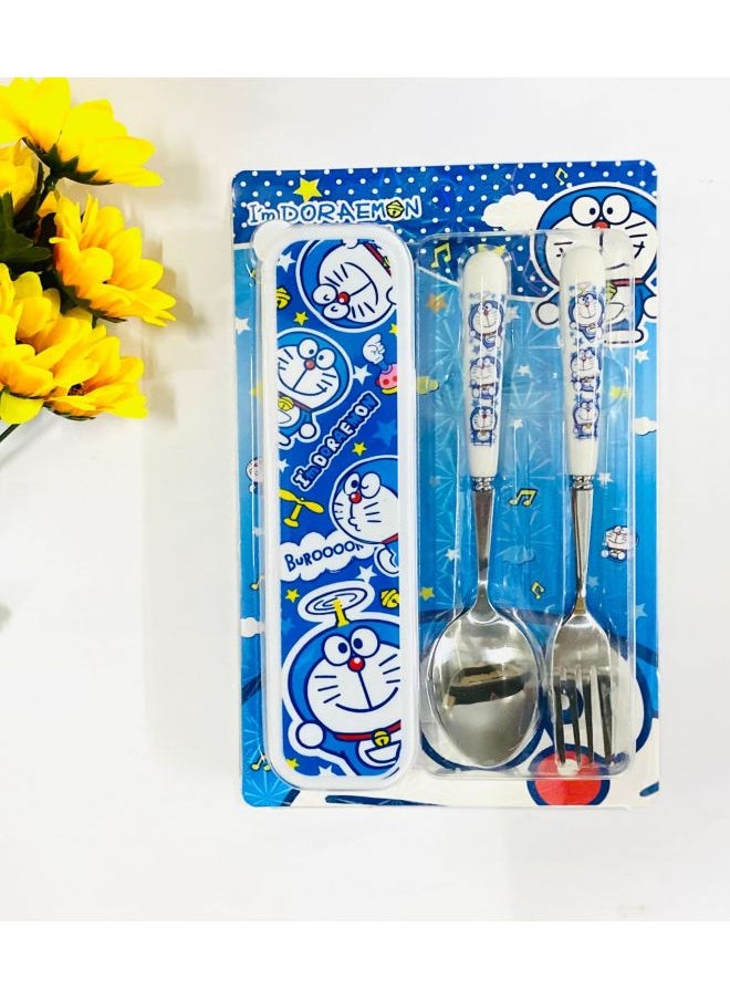 2020 Cartoon Children's Tableware ZC-8838 Spoon Fork Tableware Box Combination Set Spot-Specifications:Dingdang Cat