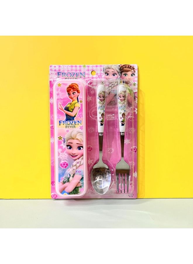 2020 Cartoon Children's Tableware ZC-8838 Spoon Fork Tableware Box Combination Set Spot-Specifications:Dingdang Cat