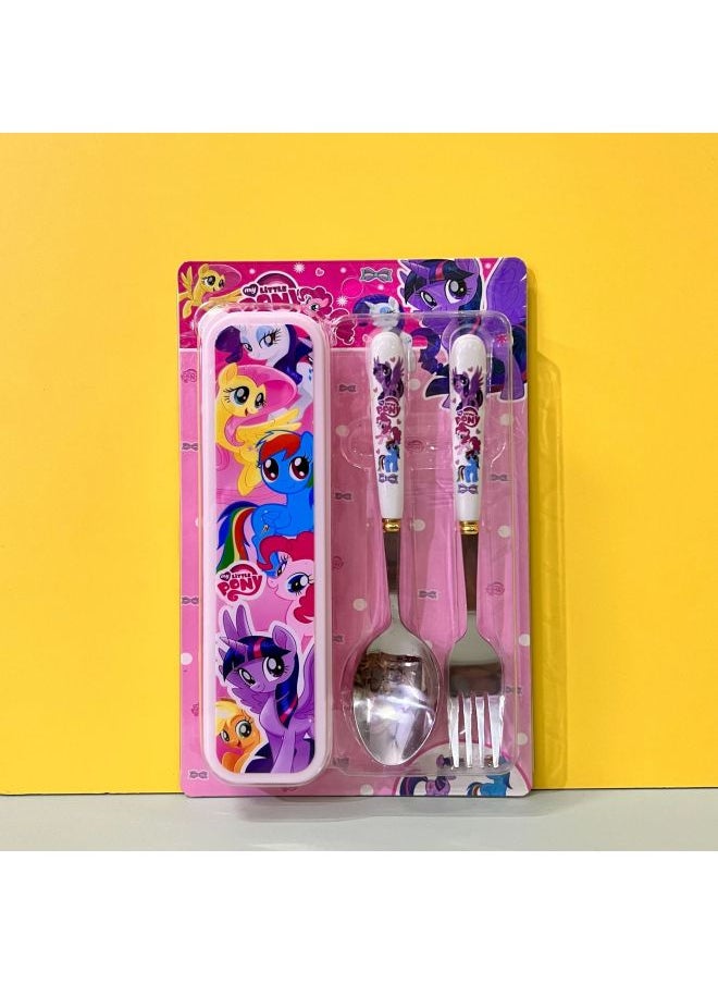 2020 Cartoon Children's Tableware ZC-8838 Spoon Fork Tableware Box Combination Set Spot-Specifications:Dingdang Cat
