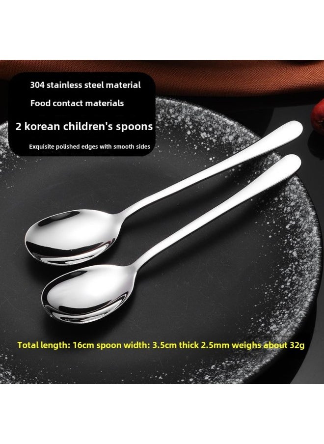 Vodamei Spoon Thickened Stainless Steel Cute Spoon Suit Children Spoon Dessert Coffee Spoon Student Spoon Chopsticks Free Shipping-Specifications:Kunchengˇ 2 Volvo American Korean Children's Spoons