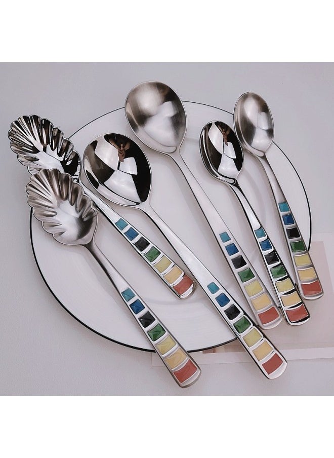 Export 18/10 Stainless Steel Children's Spoon More Food 304 Soup Spoon Western Spoon Spoon Spoon-Color:Medium Spoon Light 1