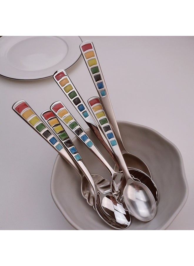 Export 18/10 Stainless Steel Children's Spoon More Food 304 Soup Spoon Western Spoon Spoon Spoon-Color:Medium Spoon Light 1