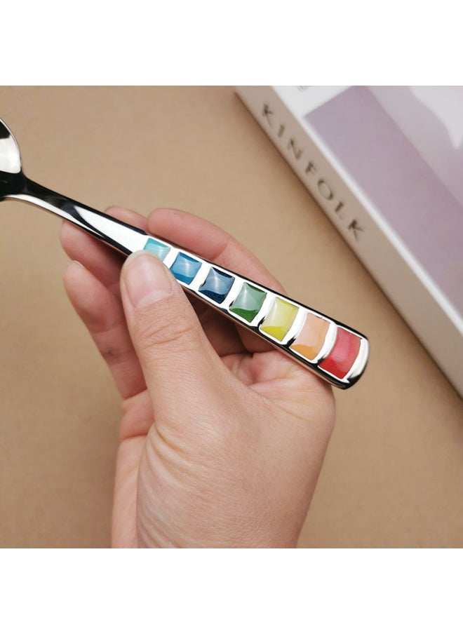 Export 18/10 Stainless Steel Children's Spoon More Food 304 Soup Spoon Western Spoon Spoon Spoon-Color:Medium Spoon Light 1