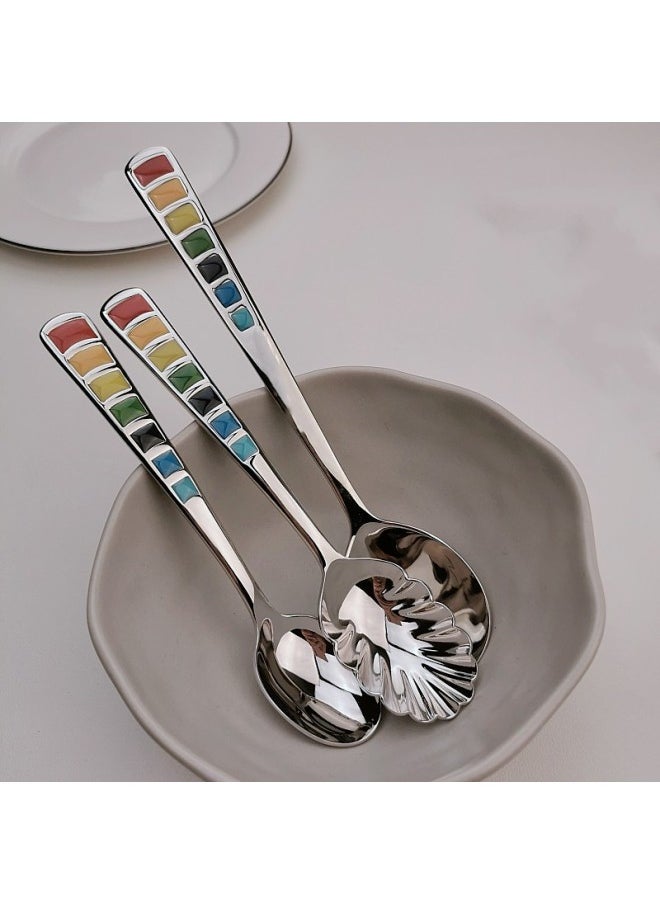 Export 18/10 Stainless Steel Children's Spoon More Food 304 Soup Spoon Western Spoon Spoon Spoon-Color:Medium Spoon Light 1