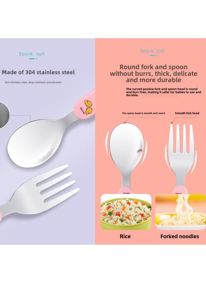 Disney Baby 304 Stainless Steel Tableware Spoon Fork Suit Baby Tableware Children Princess Mickey Aisha-Specifications:Dc2470 Mcqueen Small Tableware Three-piece Set