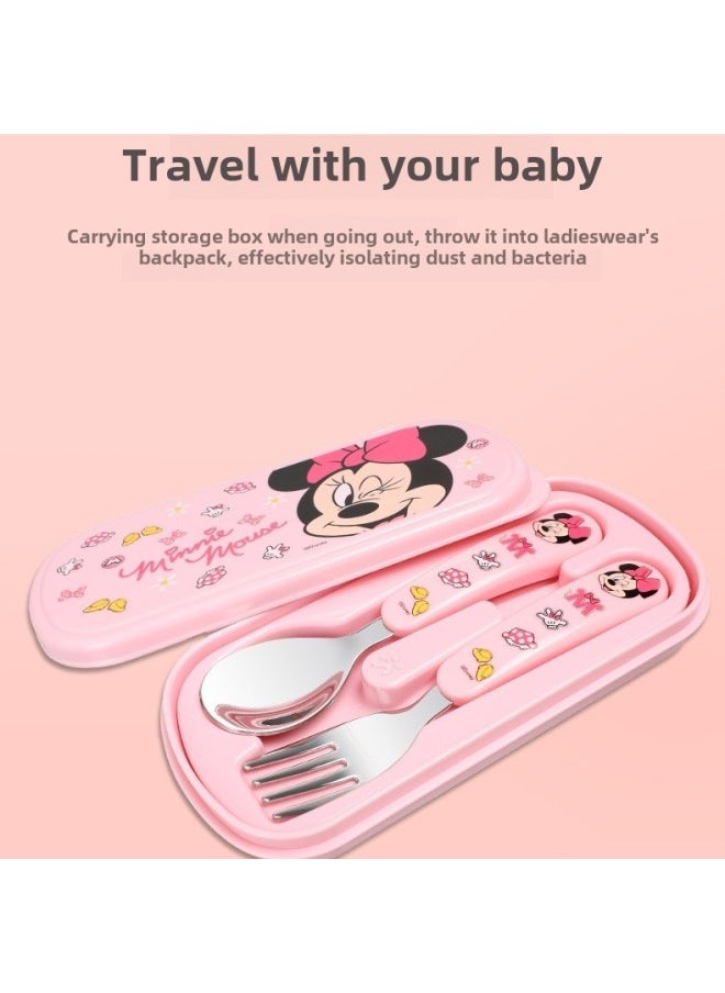 Disney Baby 304 Stainless Steel Tableware Spoon Fork Suit Baby Tableware Children Princess Mickey Aisha-Specifications:Dc2470 Mcqueen Small Tableware Three-piece Set