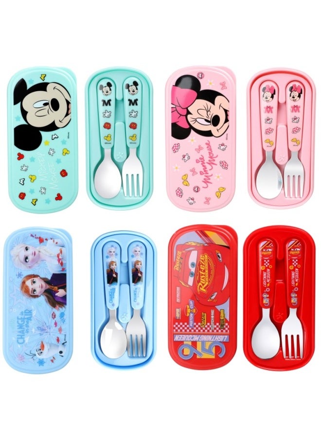 Disney Baby 304 Stainless Steel Tableware Spoon Fork Suit Baby Tableware Children Princess Mickey Aisha-Specifications:Dc2470 Mcqueen Small Tableware Three-piece Set