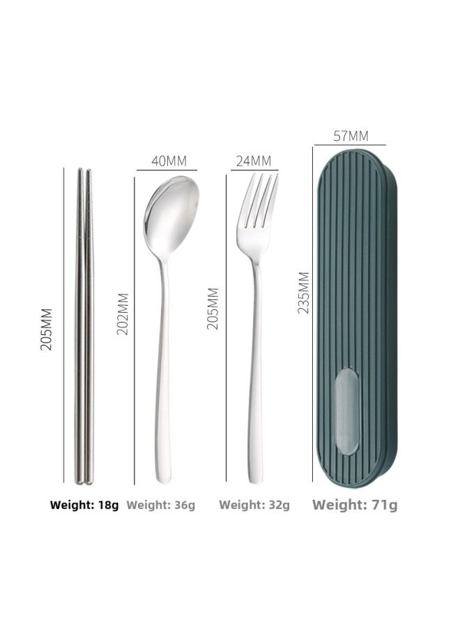 Korean-style 304 Stainless Steel Portable Tableware Suit Spoon Fork Chopsticks Three-piece Set Student Spoon Chopsticks Suit Gift-Specifications:Korean Style 410  Three-piece Spoon, Fork And Chopsticks Set