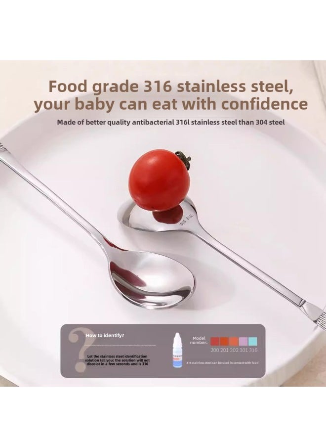 316 Stainless Steel Zodiac Spoon For Children And Babies Special Dining Spoon Spoon High-end Household Small Spoon-Color:316 Zodiac Spoon-Ping An Tiger