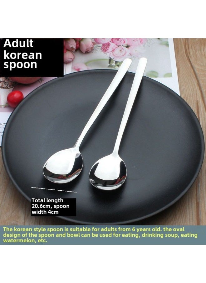 Vodamei Spoon Thickened Stainless Steel Cute Spoon Suit Children Spoon Dessert Coffee Spoon Student Spoon Chopsticks Free Shipping-Specifications:Kunchengˇ Yi (woda Mei) 2 Korean Spoons (adult Spoons)