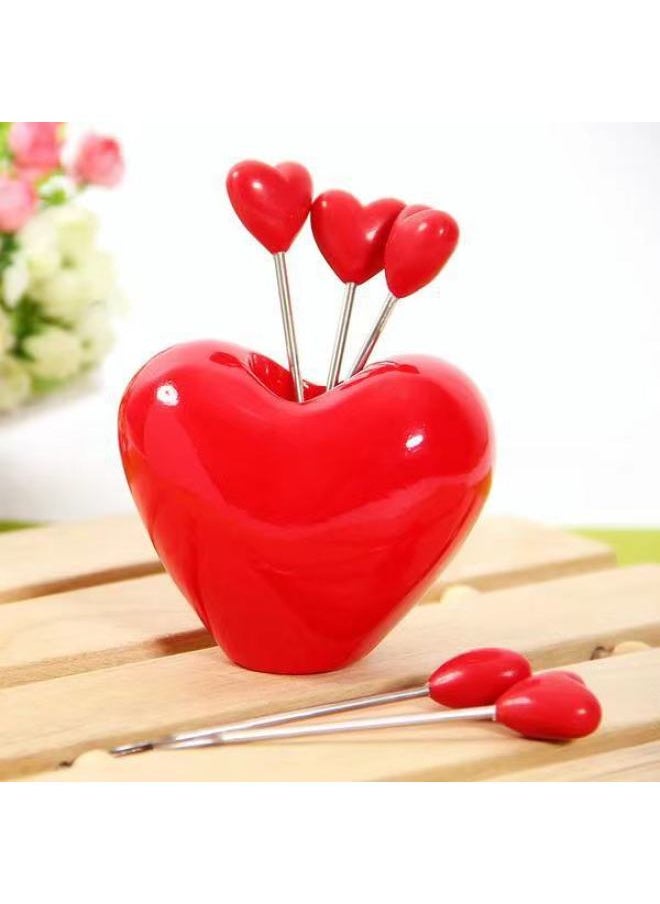 Household Home Creative Love Fruit Fork Fruit Sign Western Restaurant Cute Food Fruit Fork Gift Stainless Steel-Color:Mix More Than 5 10 Fork (random)