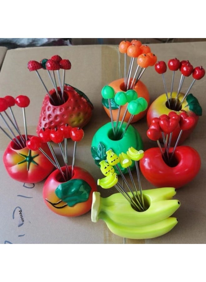 Household Home Creative Love Fruit Fork Fruit Sign Western Restaurant Cute Food Fruit Fork Gift Stainless Steel-Color:Mix More Than 5 10 Fork (random)