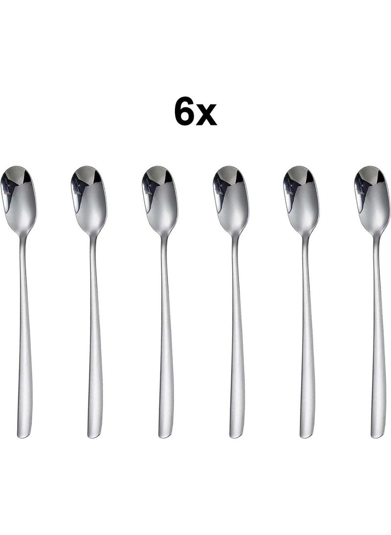 Steel 6 Pieces 20 cm Long Coffee Smoothie Dessert Latte Mixing Spoon CIN749BY