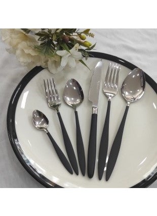 Carmen 42 Piece Black Steel Fork Spoon Set