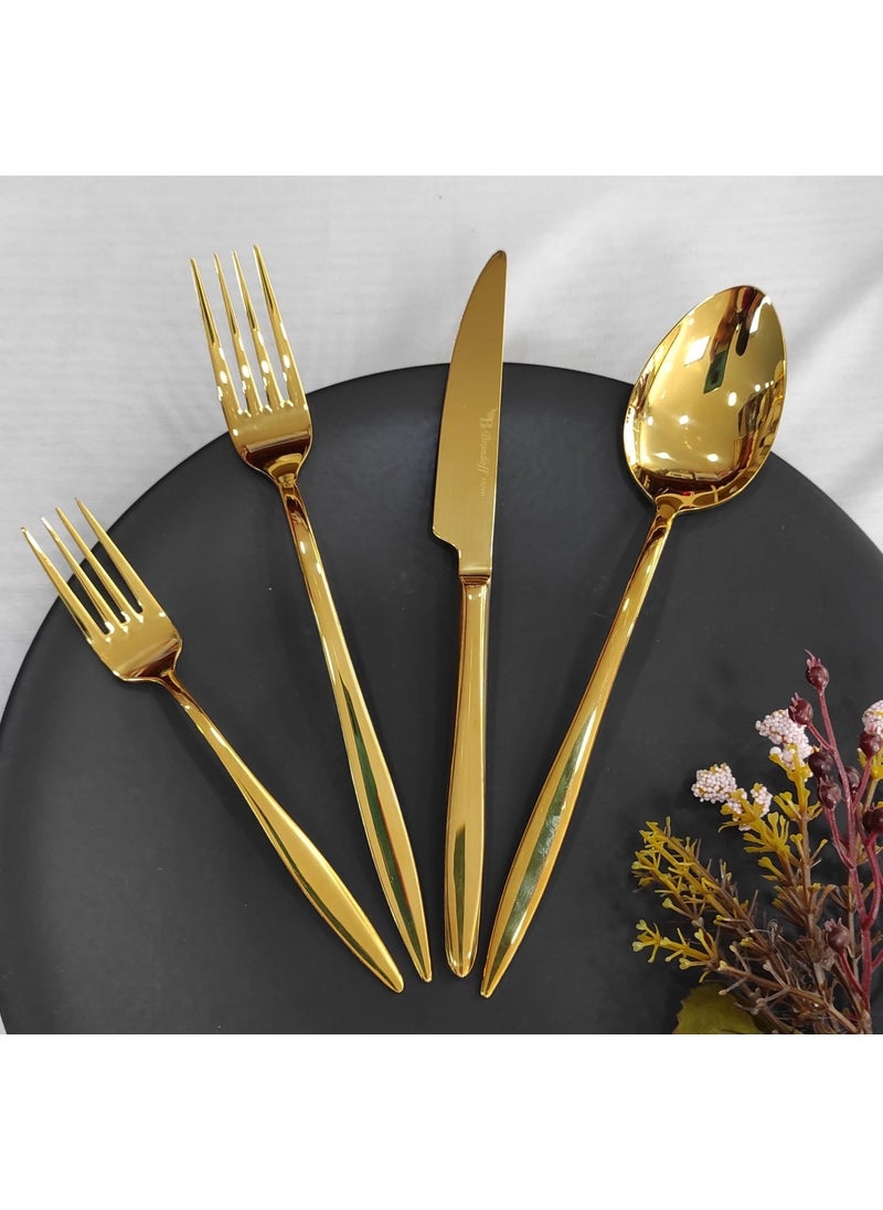 Carmen 24 Piece Gold Titanium Fork Spoon Set