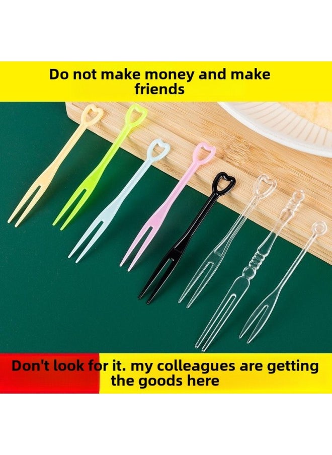 Fruit Fork Disposable Fork Separate Packaging Plastic Fruit Sign Fruit Store Commercial Fruit Insert 10,000 Pack-Color:Ten Thousand Simple-Specifications:Heart Fork Transparent