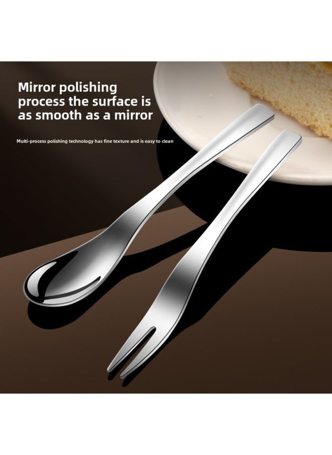 316L Stainless Steel Fruit Fork Suit Mini Household Children's Light Luxury Tableware Commercial Dessert Cake Small Stick-Specifications:316 Silver Generation Coffee Spoon