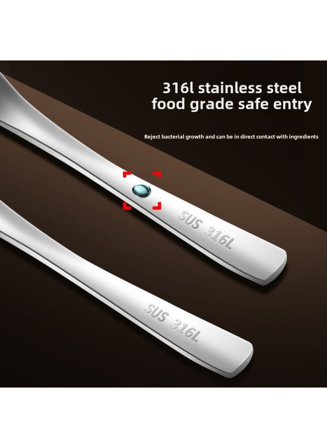 316L Stainless Steel Fruit Fork Suit Mini Household Children's Light Luxury Tableware Commercial Dessert Cake Small Stick-Specifications:316 Silver Generation Coffee Spoon