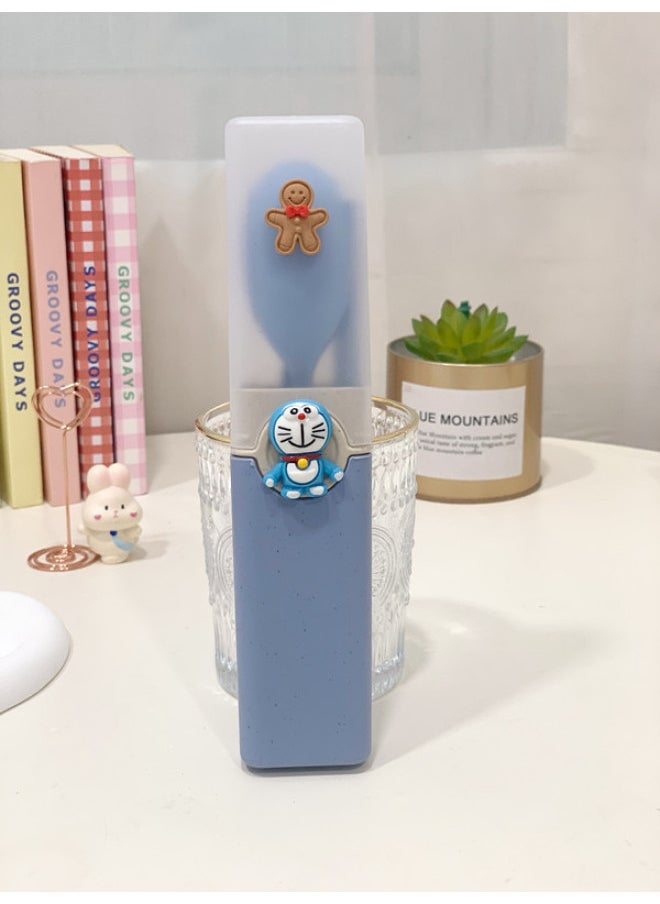 Cute Cartoon Tableware Set Three-piece Wheat Straw PP Tableware For Work Students Portable Tableware Chopsticks Fork Spoon-Specifications:Ding Dang Whole Body